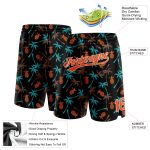 Custom Name Number Basketball Shorts 3D Pattern Hawaii Palm Trees Pineapple Black Orange White Personalized Black Orange-White