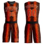 Custom Name and Number Sublimation Basketball Jersey - Personalized Black Orange-White Animal Fur Print Round Neck Suit Personalized