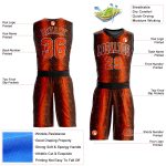 Personalized Black Orange White Animal Fur Print Basketball Jersey Round Neck Sublimation Suit Personalized Black Orange-White