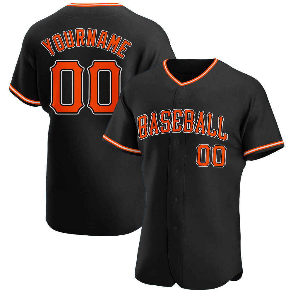 Custom Authentic Baseball Jersey - Personalized Black Orange White Team Name & Number Personalized Black Orange-White Authentic