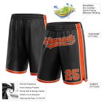 Custom Name and Number Basketball Shorts - Personalized Black Orange-White Authentic Team Wear Personalized Black Orange-White