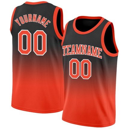 Custom Basketball Jersey - Personalized Authentic Fade in Black, Orange, and White with Team Name and Number Personalized