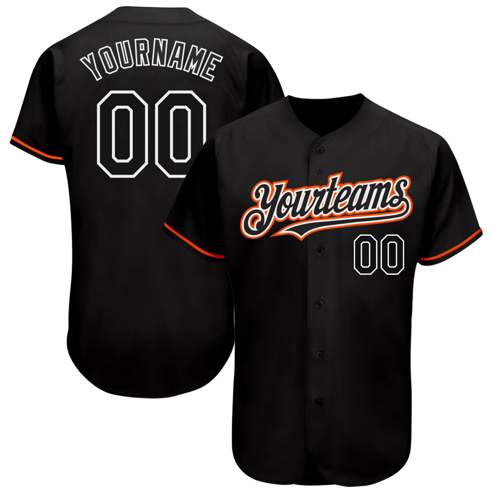 Personalized Black Orange White Baseball Jersey for Men and Women, Custom Team Apparel Personalized Black Orange-White Baseball