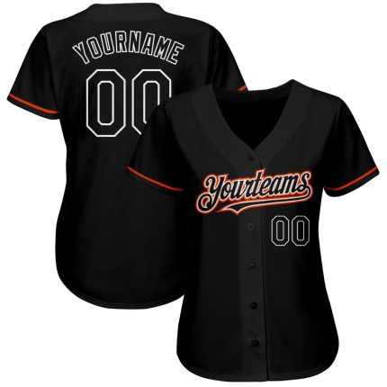 Personalized Black Orange White Baseball Jersey for Men and Women, Custom Team Apparel Personalized Black Orange-White Baseball