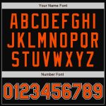 Personalized Varsity Letterman Jacket Black Orange White Full-Snap Bomber 2 Personalized Black Orange-White Bomber Full-Snap