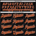 Personalized Varsity Letterman Jacket Black Orange White Full-Snap Bomber 2 Personalized Black Orange-White Bomber Full-Snap