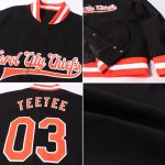 Custom Black Orange White Bomber Varsity Jacket Full-Snap Letterman Design Personalized Black Orange-White Bomber Full-Snap