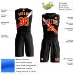 Personalized Basketball Jersey for Men, Black Orange White Diagonal Lines, Round Neck Sublimation Suit Personalized Black