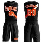 Personalized Basketball Jersey with Custom Name and Number, Black Orange-White Diagonal Lines, Round Neck Suit Personalized