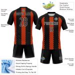 Custom Name Number Sublimation Volleyball Uniform Jersey - Personalized Black Orange White Geometric Design Team Gear Personalized