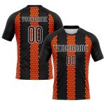 Custom Name Number Sublimation Volleyball Uniform Jersey - Personalized Black Orange White Geometric Design Team Gear Personalized