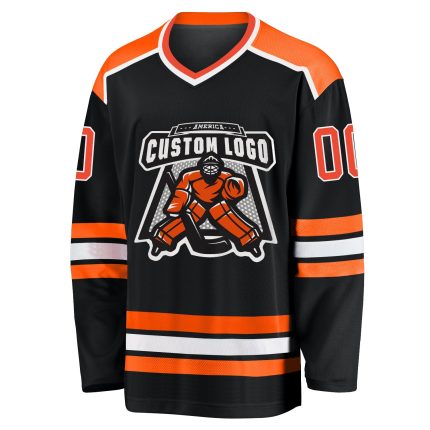Custom Black Orange White Hockey Jersey - Personalized Sports Apparel Personalized Black Orange-White Hockey Jersey