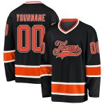 Custom Name and Number Personalized Hockey Jersey - Black Orange-White Team Jersey Personalized Black Orange-White Hockey