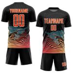 Custom Name Number Soccer Jersey Personalized Black Orange White Lines Uniform Personalized Black Orange-White Lines Sublimation