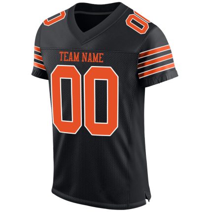 Personalized Black Orange White Mesh Football Jersey - Custom Authentic Design Personalized Black Orange-White Mesh Authentic