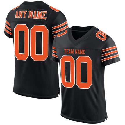 Personalized Black Orange and White Football Jersey for Kids and Adults Personalized Black Orange-White Mesh Football Jersey