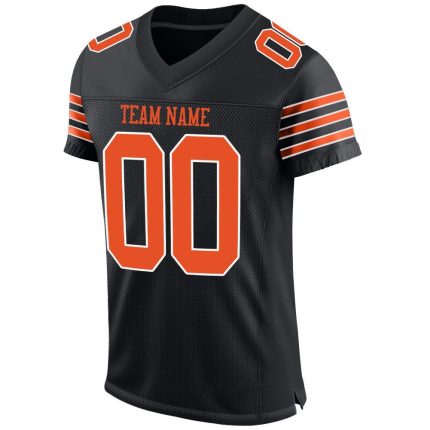 Personalized Black Orange and White Football Jersey for Kids and Adults Personalized Black Orange-White Mesh Football Jersey