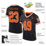 Personalized Black Orange White Football Jersey Mesh Throwback Style Personalized Black Orange-White Mesh Throwback Football