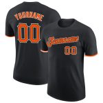 Personalized Performance T-Shirt in Black Orange White - Custom Activewear Personalized Black Orange-White Performance T-Shirt