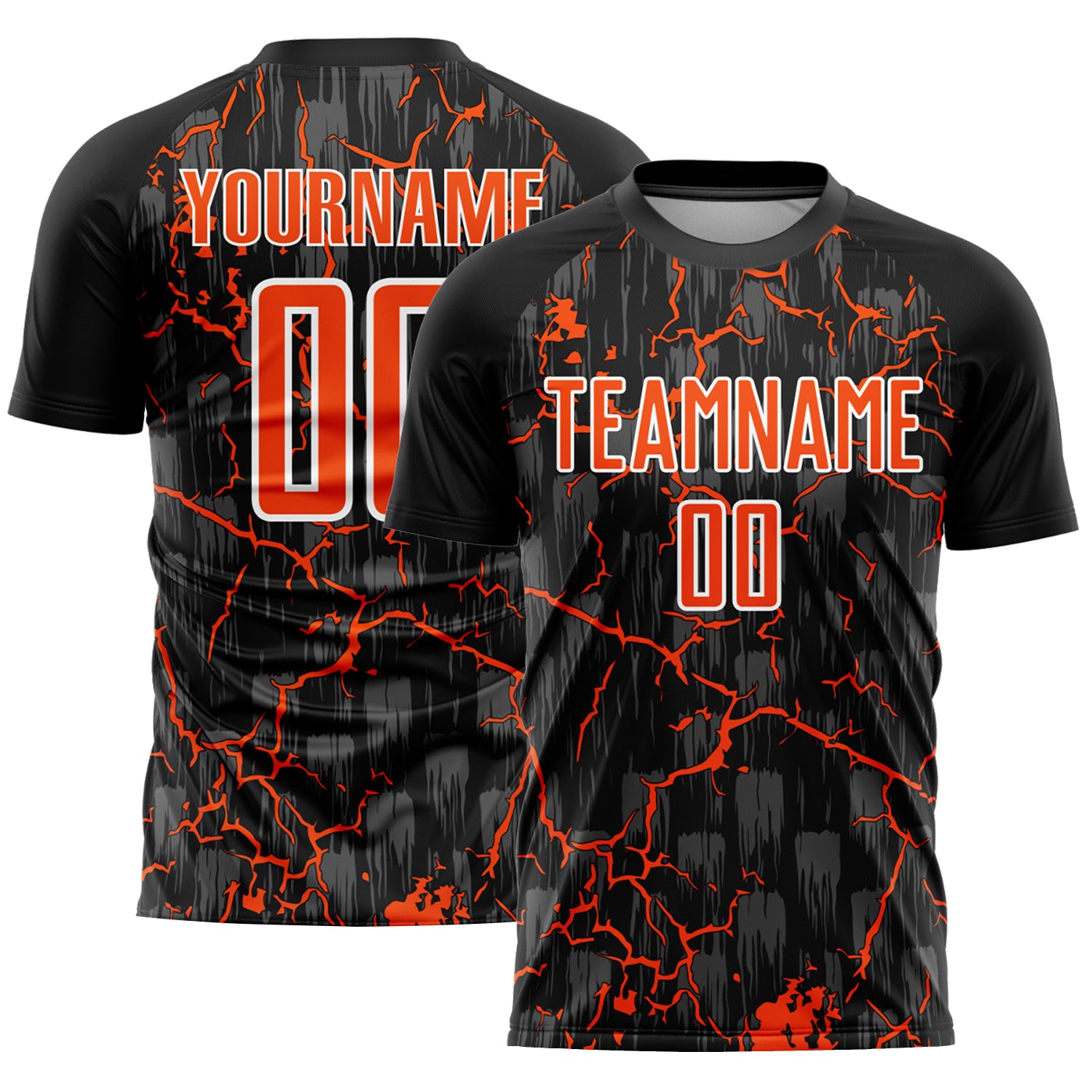 Personalized Lightning Soccer Jersey - Black Orange White Pink Sublimation Uniform Personalized Black Orange-White Pink Lightning