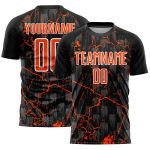 Custom Sublimation Soccer Jersey with Personalized Name and Number - Black Orange White Pink Lightning Team Uniform Personalized