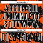 Custom Sublimation Soccer Jersey with Personalized Name and Number - Black Orange White Splash Design Personalized Black