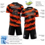 Custom Sublimation Soccer Jersey with Personalized Name and Number - Black Orange White Splash Design Personalized Black