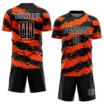 Custom Sublimation Soccer Jersey with Personalized Name and Number - Black Orange White Splash Design Personalized Black