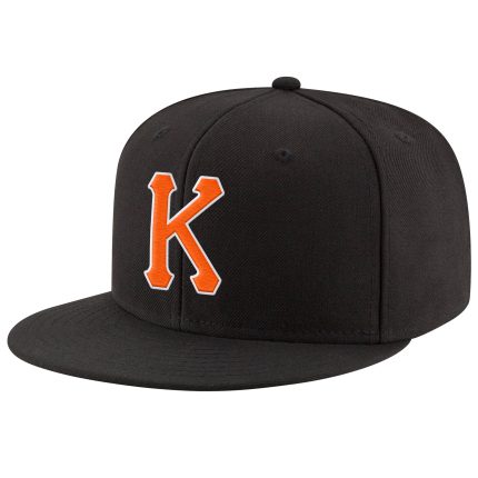 Personalized Snapback Hat Black Orange White Stitched Adjustable Personalized Black Orange-White Stitched Adjustable Snapback