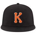 Personalized Snapback Hat Black Orange White Stitched Adjustable Personalized Black Orange-White Stitched Adjustable Snapback