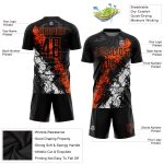 Personalized Soccer Jersey - Black Orange White Sublimation Uniform for Kids and Adults Personalized Black Orange-White Sublimation