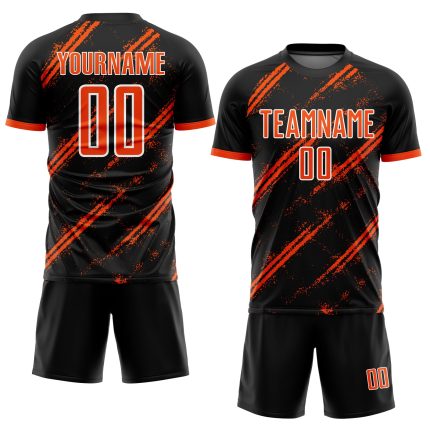 Personalized Soccer Jersey Black Orange White Sublimation Uniform for Custom Team Wear Personalized Black Orange-White Sublimation