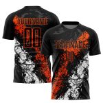 Personalized Soccer Jersey - Black Orange White Sublimation Uniform for Kids and Adults Personalized Black Orange-White Sublimation