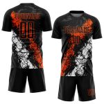 Custom Soccer Jersey with Personalized Name and Number - Black Orange-White Sublimation Team Uniform Personalized Black Orange-White