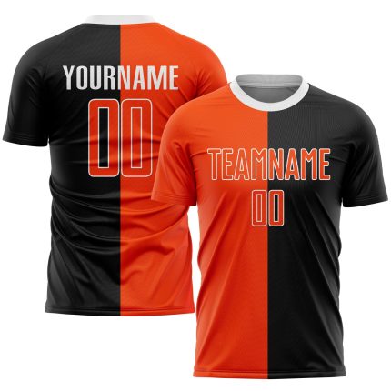 Personalized Soccer Uniform Jersey - Black Orange White Sublimation Split Fashion Personalized Black Orange-White Sublimation