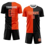 Custom Name & Number Soccer Uniform Jersey - Personalized Black Orange-White Sublimation Split Fashion Team Wear Personalized