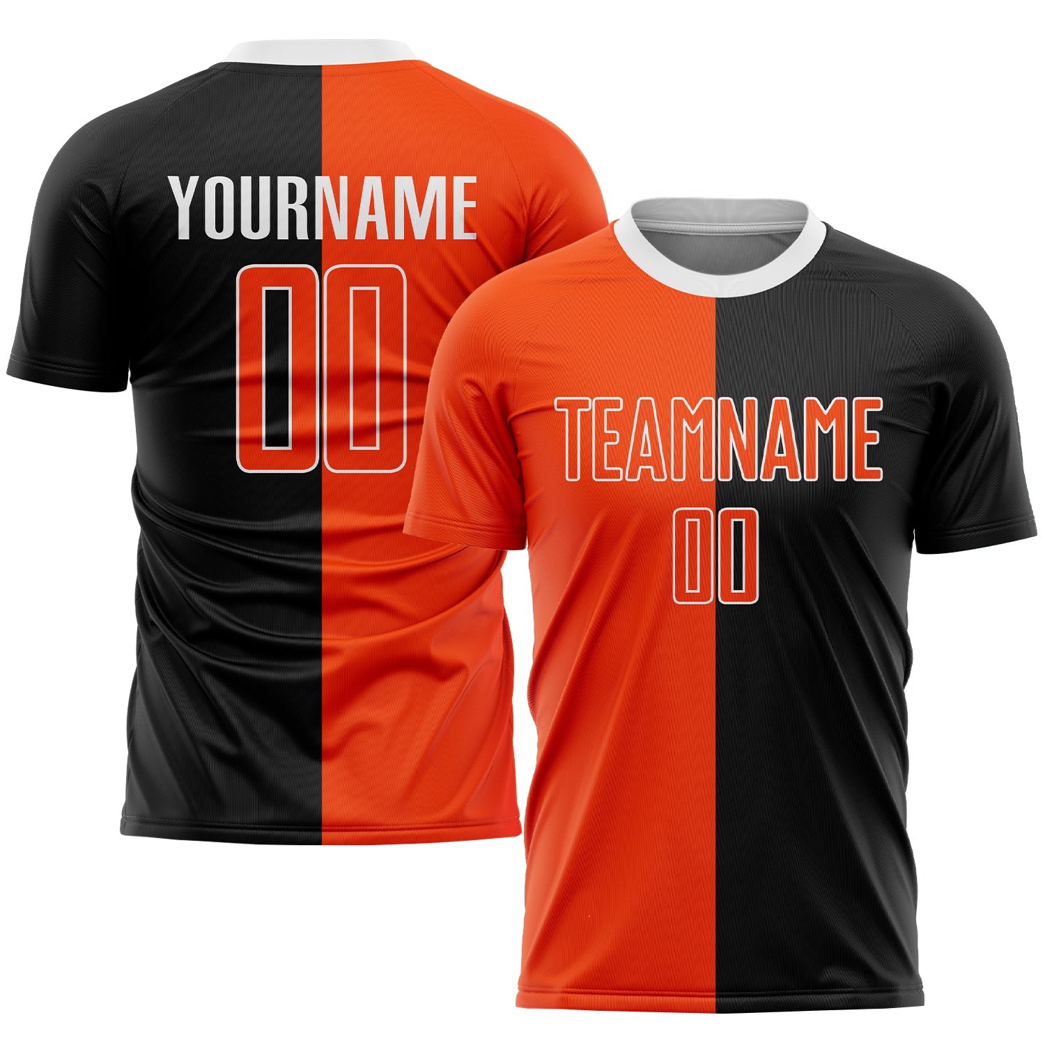 Custom Name & Number Soccer Uniform Jersey - Personalized Black Orange-White Sublimation Split Fashion Team Wear Personalized