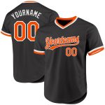 Personalized Black Orange White Throwback Baseball Jersey for Men and Women - Custom Sports Apparel Personalized Black Orange-White