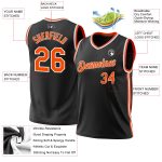 Personalized Basketball Jersey Black Orange White Throwback Style - Size 3 Personalized Black Orange-White Throwback Basketball