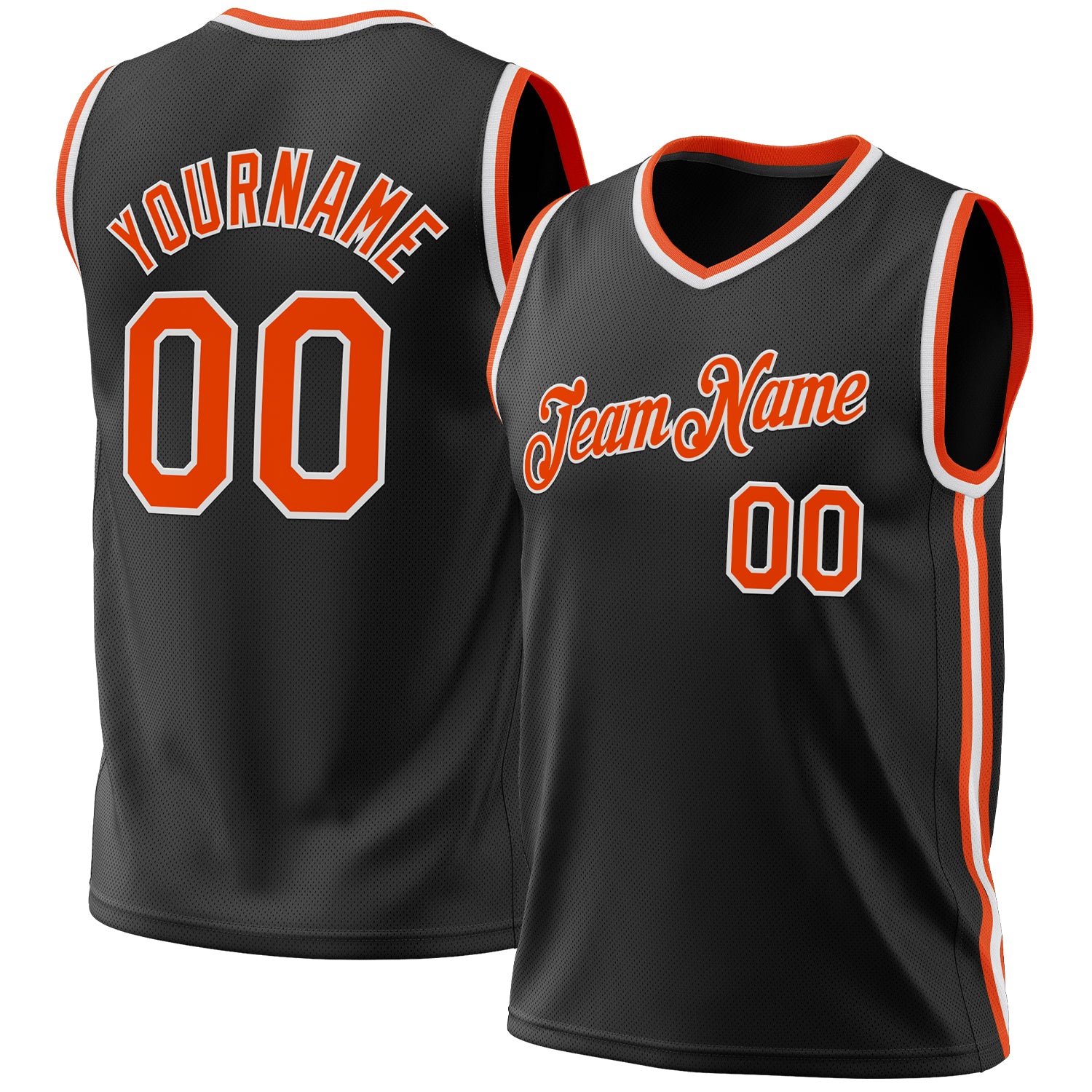 Personalized Basketball Jersey Black Orange White Throwback Style - Size 3 Personalized Black Orange-White Throwback Basketball