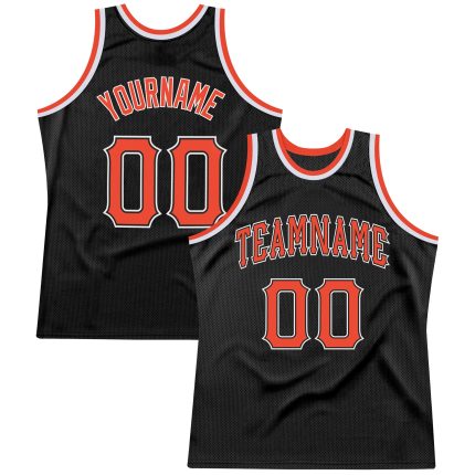 Personalized Basketball Jersey - Black Orange White Throwback Style Personalized Black Orange-White Throwback Basketball