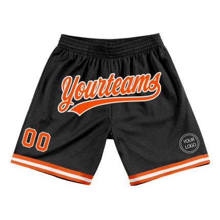 Custom Black and Orange Throwback Basketball Shorts for Men Personalized Black Orange-White Throwback Basketball Shorts 2