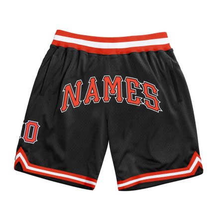 Personalized Basketball Shorts - Black and Orange-White Throwback Style Personalized Black Orange-White Throwback Basketball