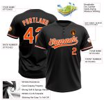 Personalized Softball Jersey Unisex - Black Orange White Two-Button 2 Personalized Black Orange-White Two-Button Unisex Softball