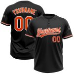 Personalized Unisex Softball Jersey - Black Orange-White Two-Button Design Personalized Black Orange-White Two-Button Unisex