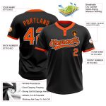 Custom Unisex Softball Jersey - Black Orange-White Two-Button Design, Personalized Athletic Wear Personalized Black Orange-White