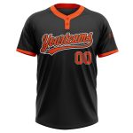 Custom Team Name Number Softball Jersey Unisex Two-Button Black Orange White Personalized Personalized Black Orange-White