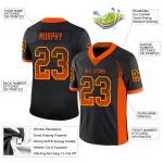Custom Name Number Personalized Black and Orange-Yellow Mesh Football Jersey - Drift Style Team Apparel Personalized Black