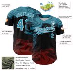 Personalized Black Panther 3D Abstract Fluid Baseball Jersey in Blue Burgundy White Personalized Black Panther Blue Burgundy-White