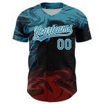 Custom Black Panther Baseball Jersey with 3D Abstract Fluid Design, Personalized Name and Number, Black, Blue, Burgundy, White